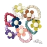 RETRO FLOWER SCHRUNCHIES 6 PIECES 6 COLORS