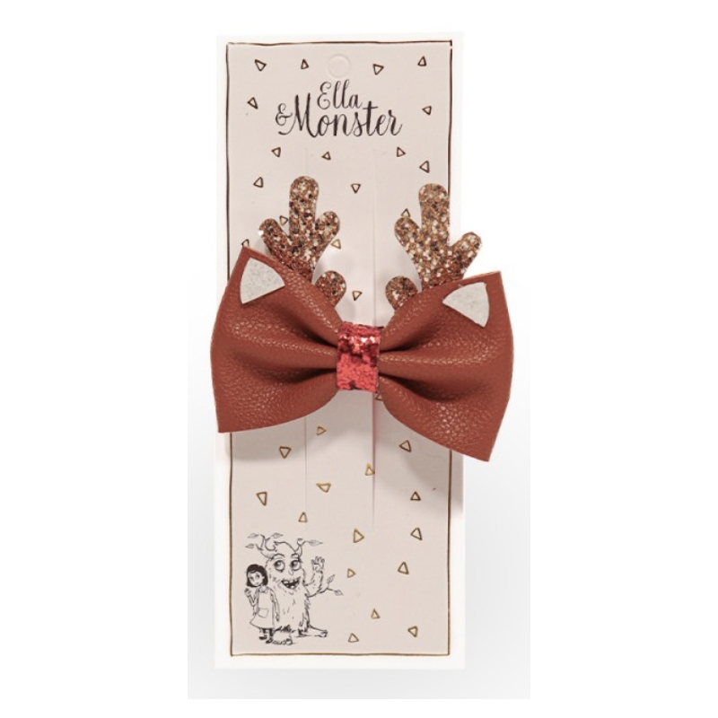 Hair Clip Reindeer Bow